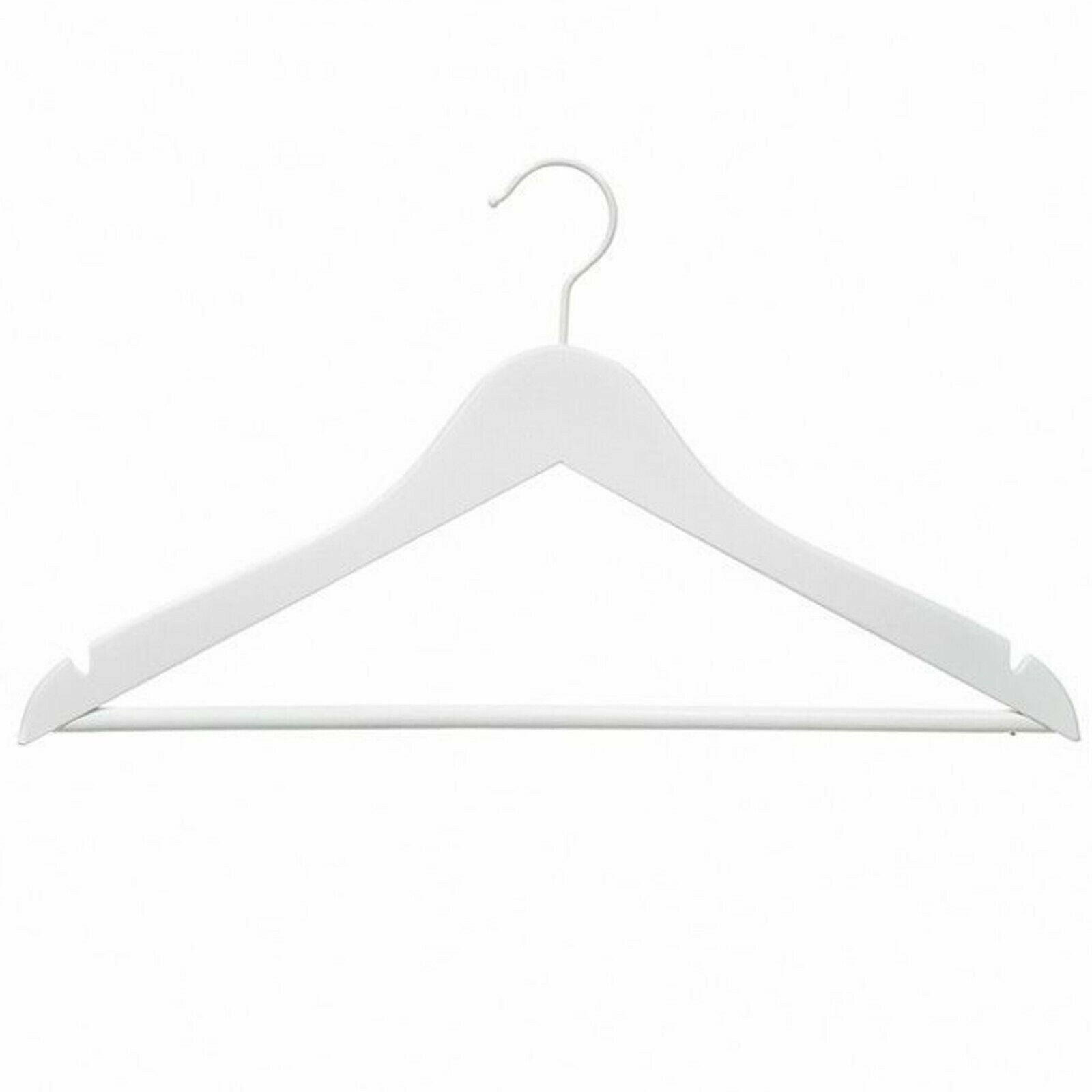 1 - 200 WHITE WOODEN COAT HANGERS SUIT TROUSER GARMENT CLOTHES COAT HANER BAR