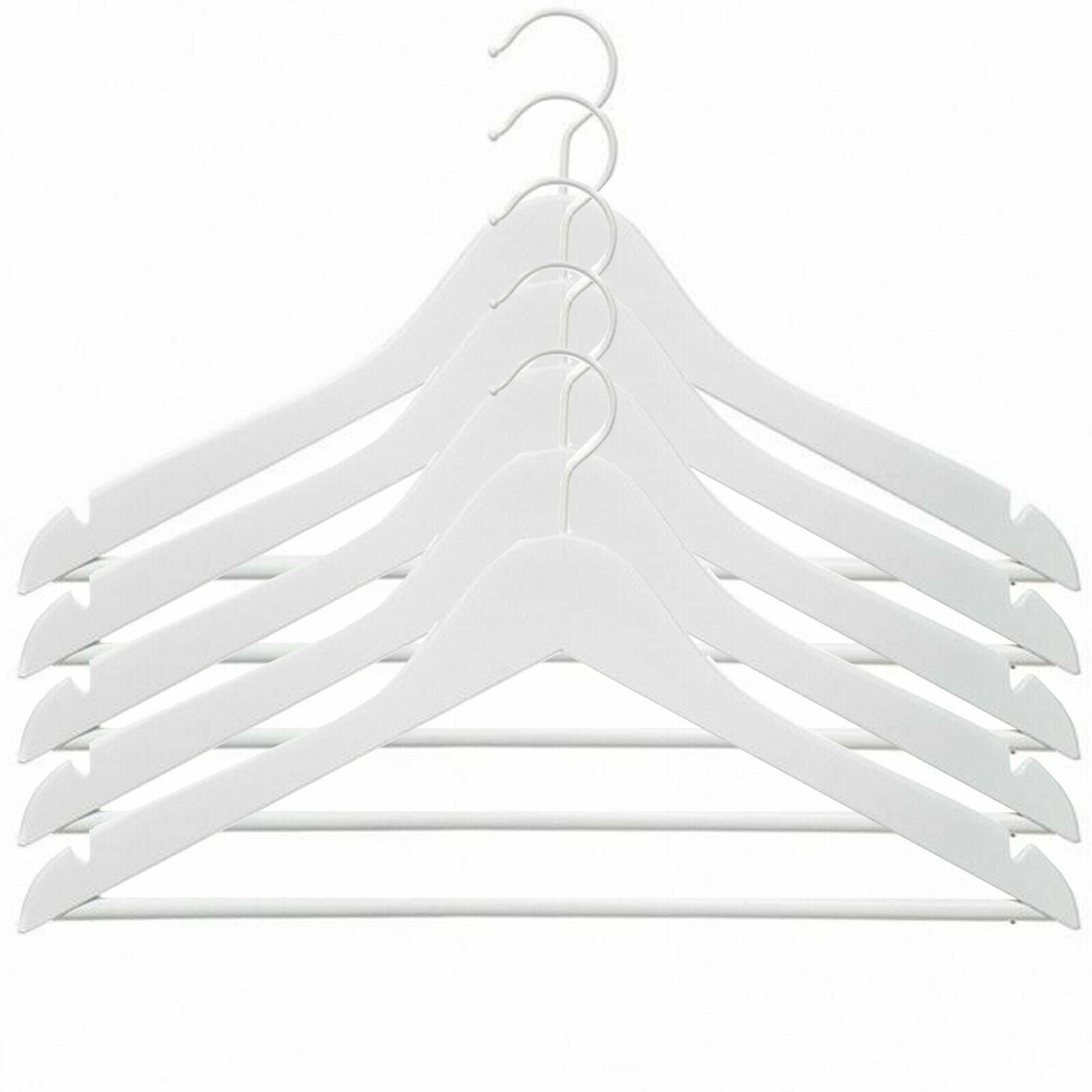 1 - 200 WHITE WOODEN COAT HANGERS SUIT TROUSER GARMENT CLOTHES COAT HANER BAR