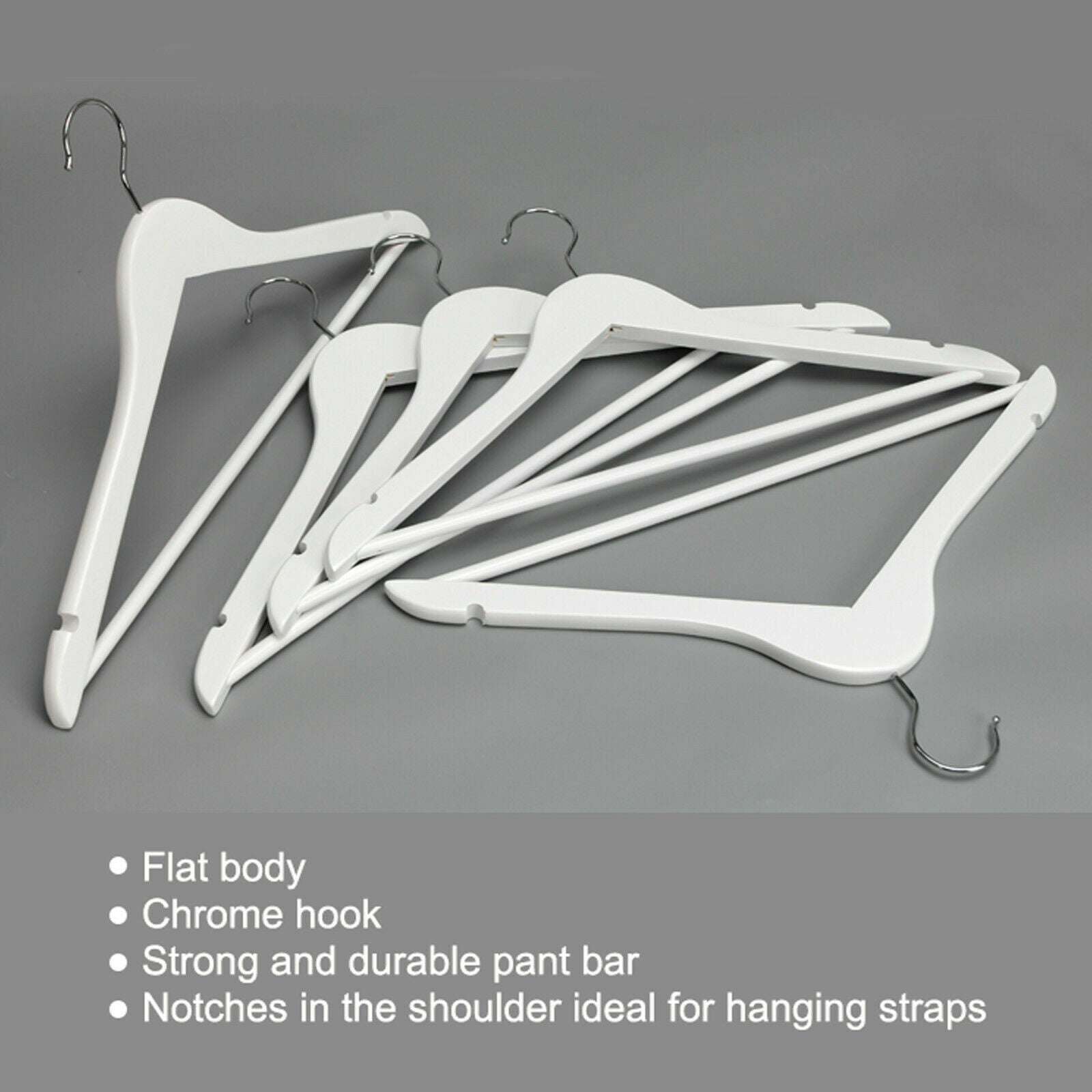 1 - 200 WHITE WOODEN COAT HANGERS SUIT TROUSER GARMENT CLOTHES COAT HANER BAR