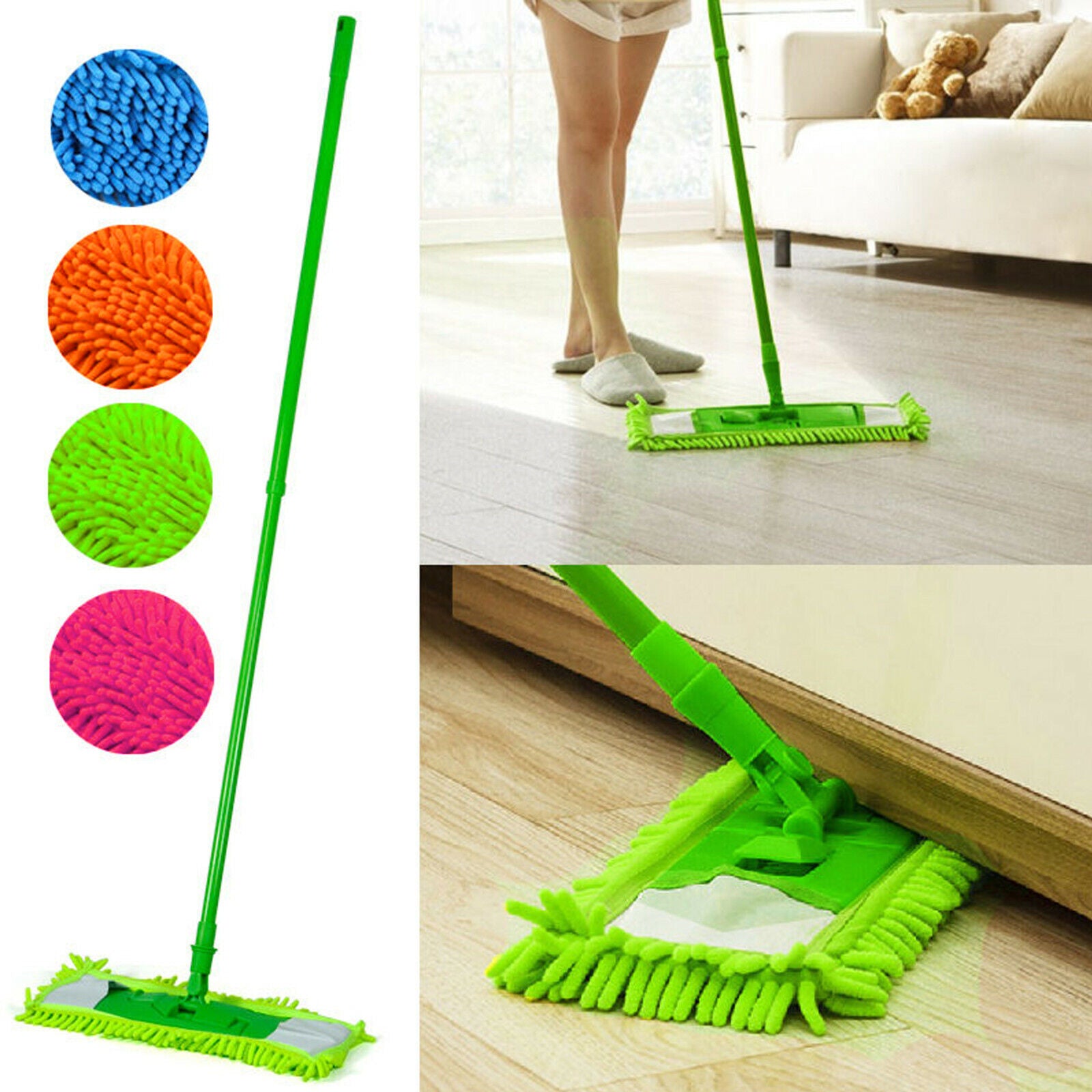 360 EXTENDABLE MICROFIBRE MOP CLEANER SWEEPER WOODEN LAMINATE TILE FLOOR WET DR